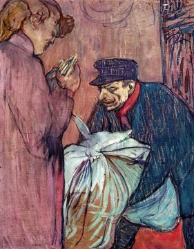 Henri de Toulouse Lautrec Painting - the laundryman calling at the brothal 1894 Toulouse Lautrec Henri de